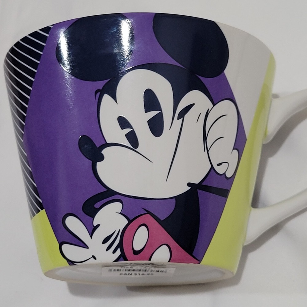 Disney Mickey Mouse Mug 11 oz Colorful Ceramic Wide Mouth 80's Style Retired